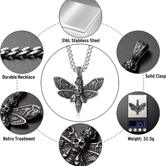 WWE Wyatt Family Bray Wyatt The Fiend Vintage Moth Necklace Pendant - Picture 9 of 12